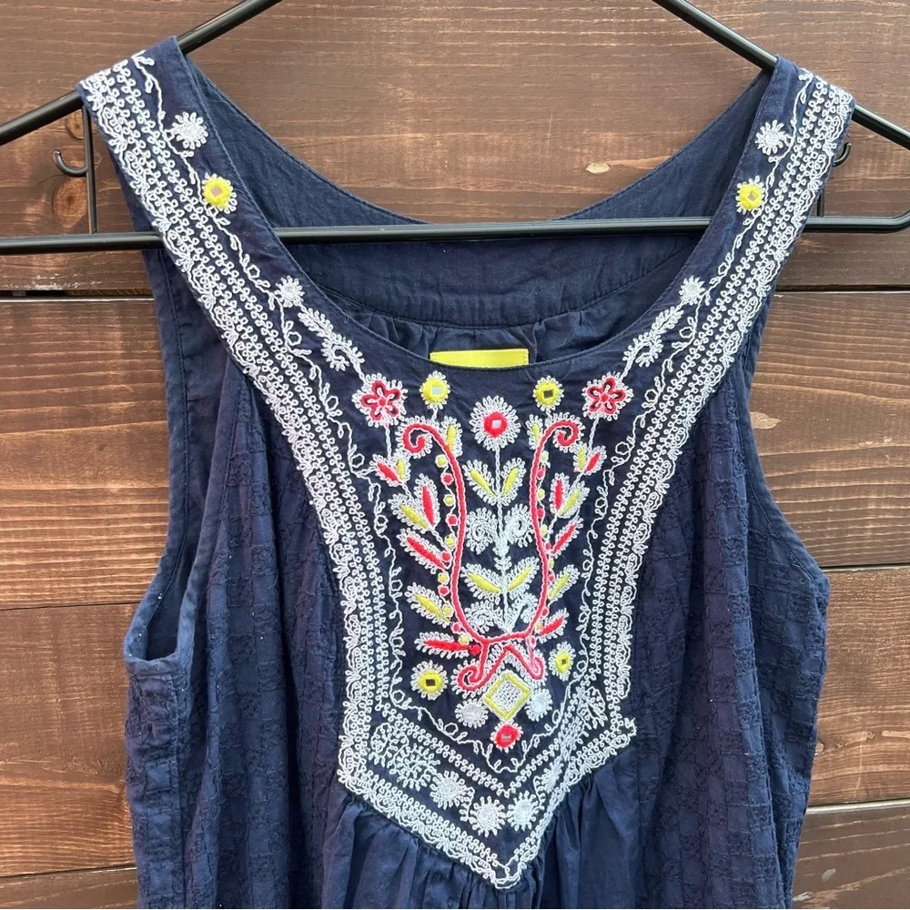 Anthropologie Maeve Tisa Navy Embroidered Dress - Picture 4 of 7